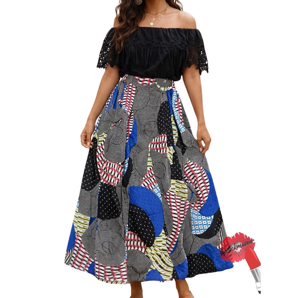 Cq by‎ Cq Maxi Skirt Women XL Multicolor Pop Art To Wear Artsy Boho Eclectic